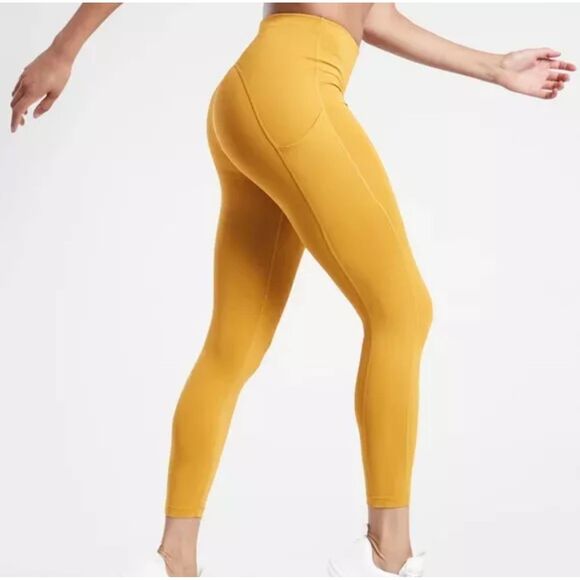 ATHLETA Ultimate Stash Pocket 7/8 High Rise Tight Mustard Yellow, Sz S - Picture 4 of 11
